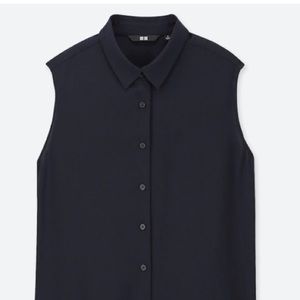 Uniqlo Navy Collard Sleeveless Blouse